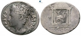 Augustus 27 BC-AD 14. Struck 19-18 BC. Uncertain Spanish mint, possibly Colonia Patricia. Denarius AR