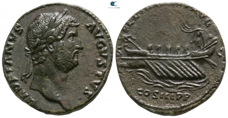 Hadrian AD 117-138. Struck circa AD 132-135. Rome
Dupondius Æ or As Æ

23mm.,...