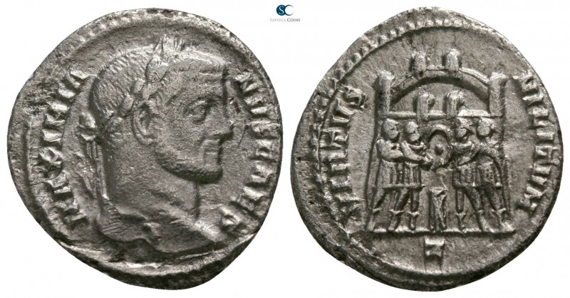 Galerius as Caesar AD 293-305. Struck circa AD 295-297. Rome
Argenteus AR

17...