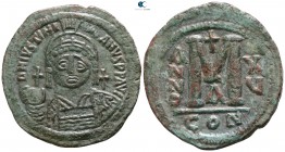 Justinian I. AD 527-565. Dated RY 15=AD 541/2. Constantinople. 1st officina . Follis Æ