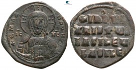 Attributed to Basil II and Constantine VIII AD 976-1028. Constantinople. Anonymous follis Æ. Class 2