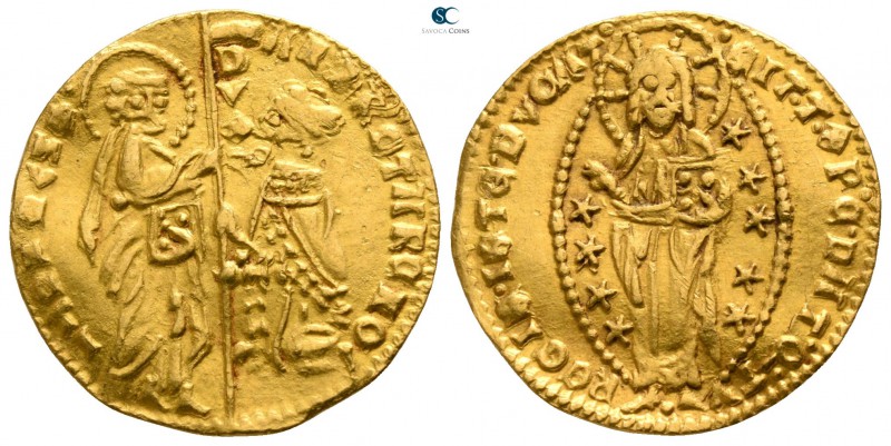 Andrea Contarini AD 1368-1382. Venice
Zecchino AV

18mm., 3,51g.

ANDR' COT...