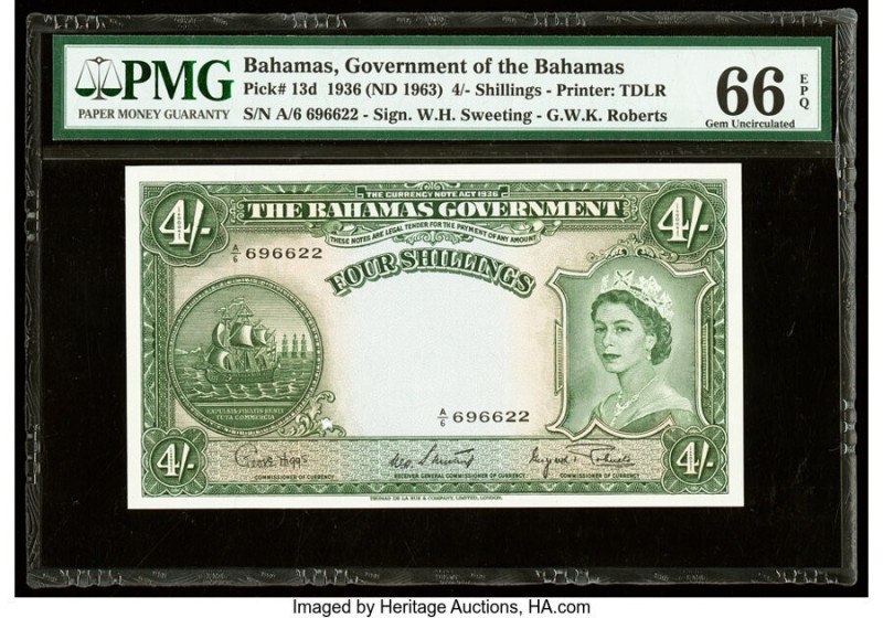 Bahamas Bahamas Government 4 Shillings 1936 (ND 1963) Pick 13d PMG Gem Uncircula...