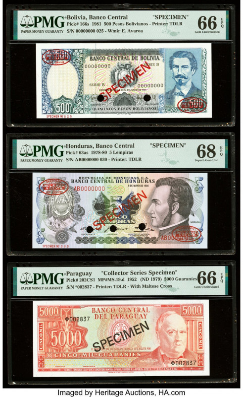Bolivia Banco Central 500 Pesos Bolivianos 1.6.1981 Pick 166s Specimen PMG Gem U...