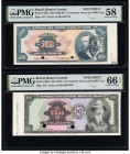 Brazil Banco Central Do Brasil 5; 10 Cruzeiros Novos on 5000; 10,000 Cruz ND (1966-67) Pick 188bs; 189bs Two Specimen PMG Choice About Unc 58; Gem Unc...