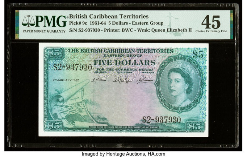 British Caribbean Territories Currency Board 5 Dollars 2.1.1962 Pick 9c PMG Choi...