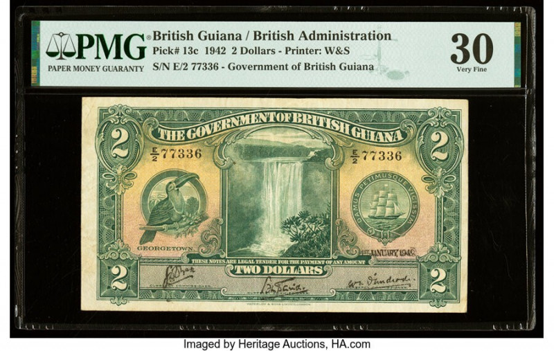 British Guiana Government of British Guiana 2 Dollars 1.1.1942 Pick 13c PMG Very...