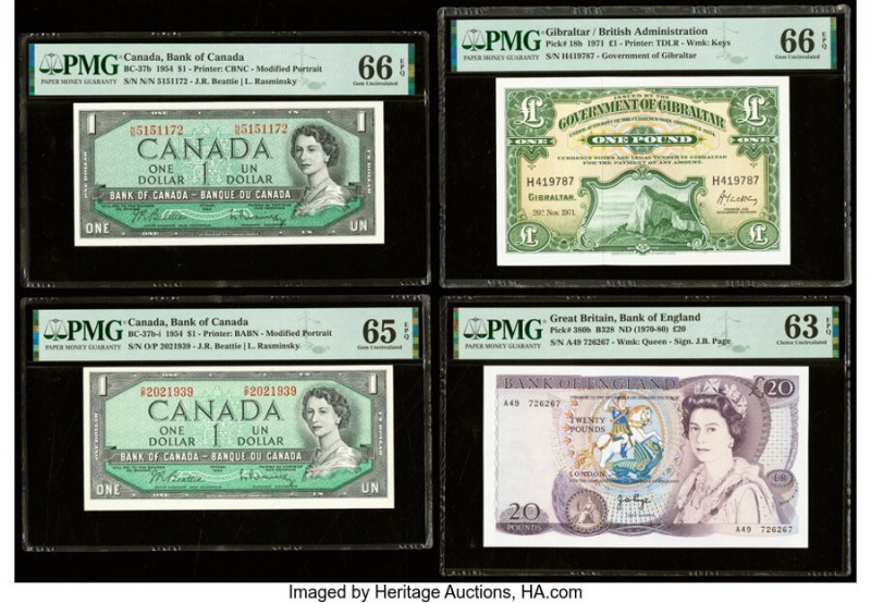 Canada, Gibraltar & Great Britain Group Lot of 4 Graded Examples PMG Gem Uncircu...