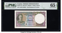 Ceylon Government of Ceylon 1 Rupee 1.3.1949 Pick 34 PMG Gem Uncirculated 65 EPQ. 

HID09801242017

© 2022 Heritage Auctions | All Rights Reserved
