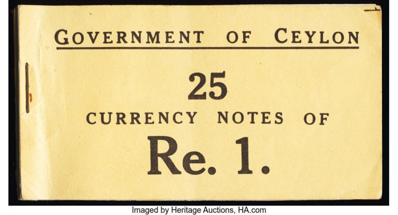 Ceylon Government of Ceylon 1 Rupee 19.9.1942 Pick 34 About Uncirculated. One no...