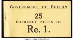 Ceylon Government of Ceylon 1 Rupee 19.9.1942 Pick 34 About Uncirculated. One note attached in original booklet. 

HID09801242017

© 2022 Heritage Auc...