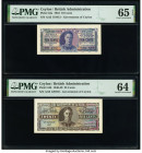 Ceylon Government of Ceylon 10; 25 Cents 1.2.1942; 1.3.1947 Pick 43a; 44b Two Examples PMG Gem Uncirculated 65 EPQ; Choice Uncirculated 64. 

HID09801...