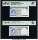Ceylon Central Bank of Ceylon 1 Rupee 16.10.1954 Pick 49b Two Consecutive Examples PMG Choice Uncirculated 63 (2). 

HID09801242017

© 2022 Heritage A...