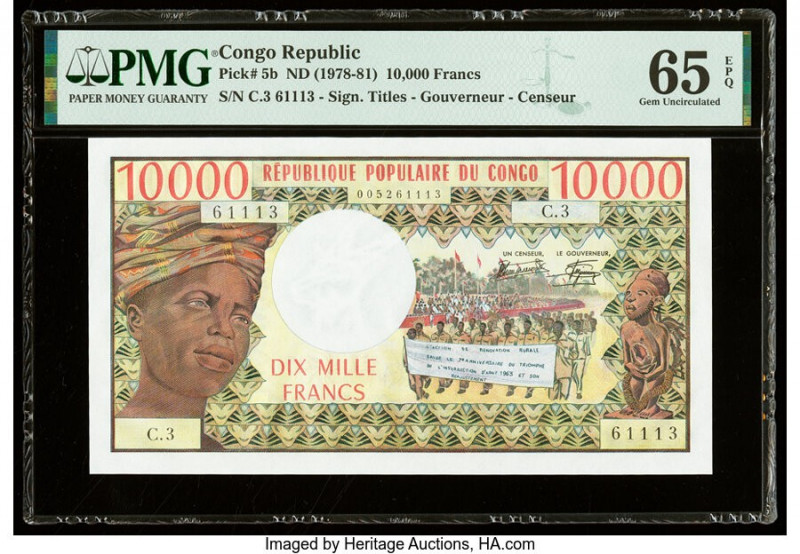 Congo Republic Banque des Etats de l'Afrique Centrale 10,000 Francs ND (1978-81)...