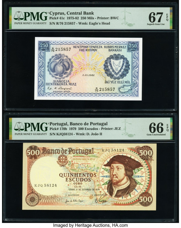 Cyprus Central Bank of Cyprus 250 Mils 1.10.1981 Pick 41c PMG Superb Gem Unc 67 ...