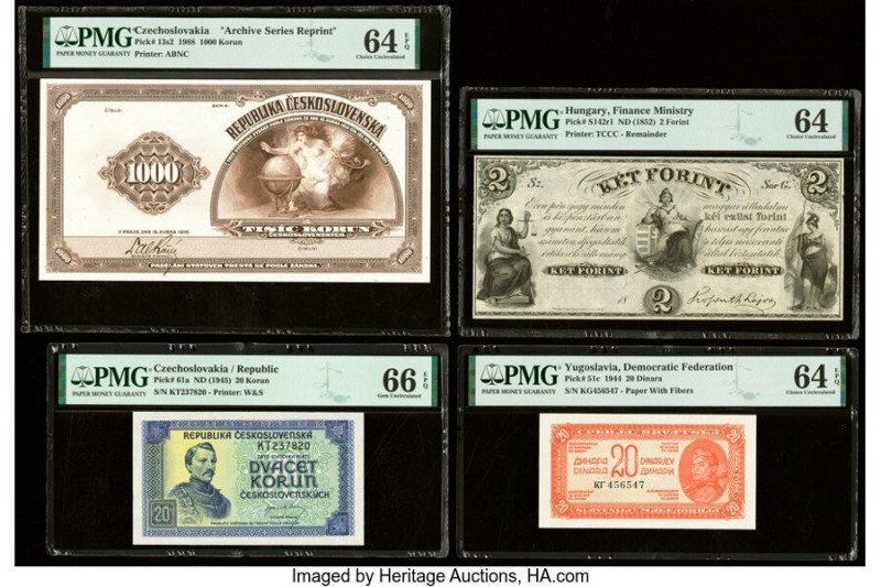 Czechoslovakia, Hungary & Yugoslavia Group Lot of 4 Graded Examples PMG Gem Unci...