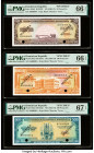 Dominican Republic Banco Central de la Republica Dominicana 50; 100; 500 Pesos Oro ND (1964-74) Pick 103s2; 104s2; 105s2 Three Specimen PMG Gem Uncirc...