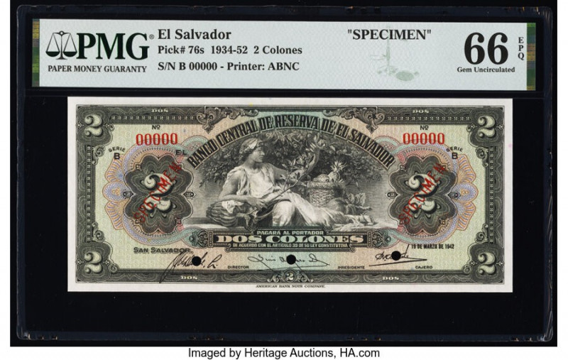 El Salvador Banco Central de Reserva de El Salvador 2 Colones 19.3.1942 Pick 76s...