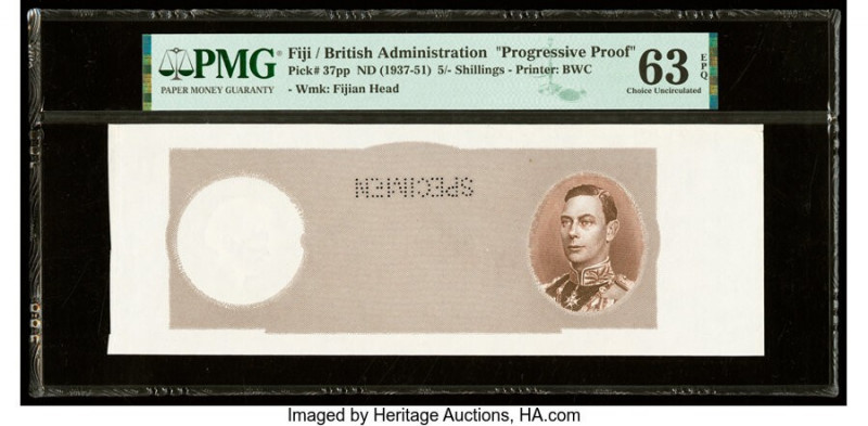Fiji Government of Fiji 5 Shillings ND (1937-51) Pick 37pp Progressive Proof PMG...
