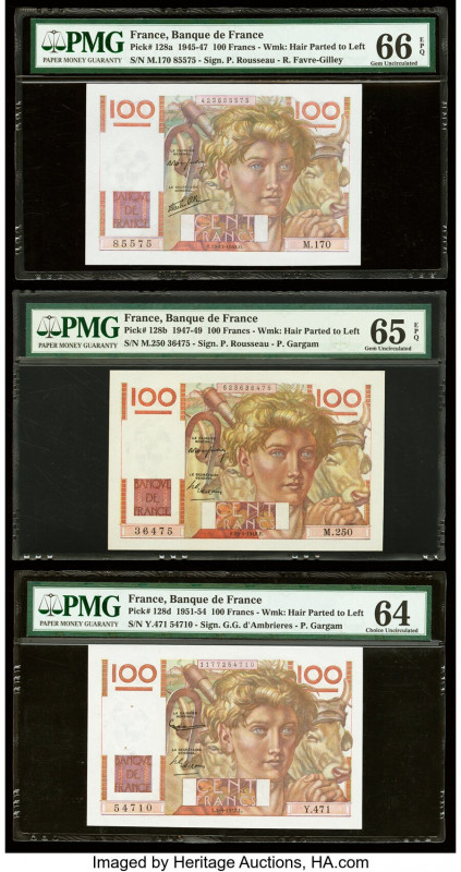 France Banque de France 100 Francs 19.12.1948; 29.4.1948; 4.9.1952 Pick 128a; 12...