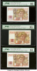 France Banque de France 100 Francs 19.12.1948; 29.4.1948; 4.9.1952 Pick 128a; 128b; 128d Three Examples PMG Gem Uncirculated 66 EPQ; Gem Uncirculated ...