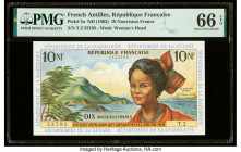 French Antilles Institut d'Emission des Departements d'Outre-Mer 10 Nouveaux Francs ND (1963) Pick 5a PMG Gem Uncirculated 66 EPQ. 

HID09801242017

©...