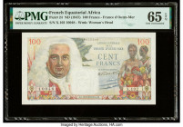 French Equatorial Africa Caisse Centrale de la France d'Outre-Mer 100 Francs ND (1947) Pick 24 PMG Gem Uncirculated 65 EPQ. 

HID09801242017

© 2022 H...