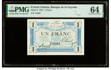 French Guiana Banque de la Guyane 1 Franc 1917 Pick 5 PMG Choice Uncirculated 64. Previous mounting is noted. 

HID09801242017

© 2022 Heritage Auctio...