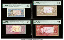 Indonesia Republik Indonesia 2 1/2; 5; 10; 100 Rupiah 1964; 1960 (ND 1964) (3) Pick 81bs; 82as; 83s; 86as Four Specimen PMG Extremely Fine 40 (2); Cho...