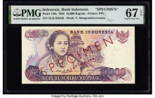 Indonesia Bank Indonesia 10,000 Rupiah 1985 Pick 126s Specimen PMG Superb Gem Unc 67 EPQ. Specimen overprints are present on this example. 

HID098012...