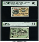 Paraguay Republica del Paraguay 50; 10 Centavos 28.1.1916; 1.1.1882 Pick 137s; S142s Two Specimen PMG Choice Uncirculated 64; Choice Uncirculated 63. ...