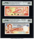 Peru Banco Central de Reserva 10 Soles de Oro 17.11.1976 Pick 112s Specimen PMG Gem Uncirculated 66 EPQ; Venezuela Banco Central De Venezuela 500 Boli...