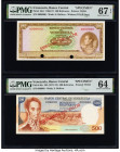 Venezuela Banco Central De Venezuela 100; 500 Bolivares 1963-73; ND (1971-72) Pick 48s1; 56s Two Specimen PMG Superb Gem Unc 67 EPQ; Choice Uncirculat...