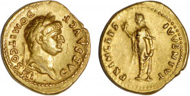 DOMITIEN César sous Vespasien (69-79)
Aureus : L'Espérance debout à gauche, tenant une fleur & relevant sa robe
 - TTB 40 (TTB+)
Rare ! - griffures...