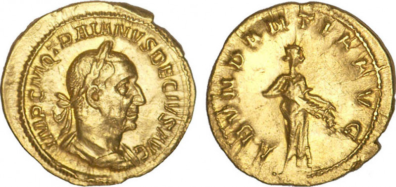 TRAJAN DÈCE (249-251)
Aureus : L'Abondance debout à droite vidant sa corne
 - ...