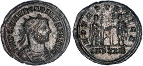 CARIN (283-285)
Antoninien : Carin & Numérien en habit militaire debout l'un en face de l'autre, sacrifiant sur un autel entre eux

- SUP 55 (SUP)...