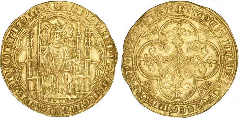 PHILIPPE VI de Valois (1328-1350)
Chaise d'or
 - TTB 40 (TTB+)
Très Rare !!
...