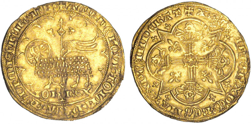 JEAN II le Bon (1350-1364)
Mouton d'or, variété cercle tréflé à l'avers
 - TTB...