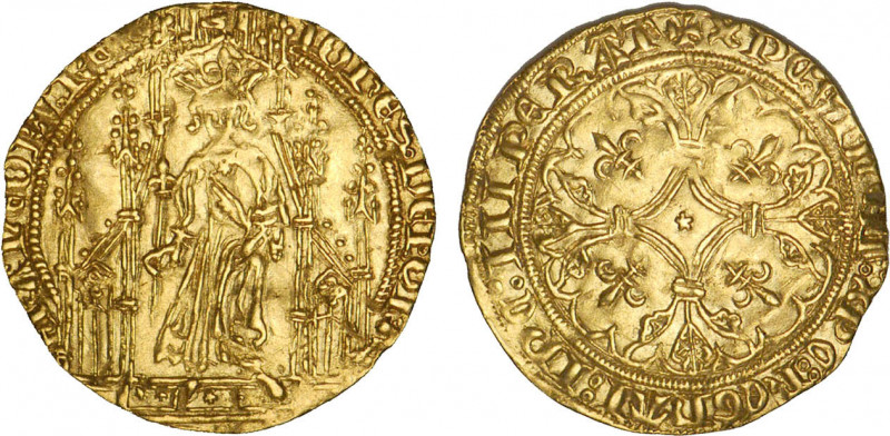 JEAN II le Bon (1350-1364)
Royal d'or, 2e émission
 - TTB 45 (TTB++)
Rare !
...