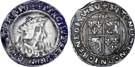 FRANÇOIS Ier (1515-1547)
Teston du Dauphiné, 4e type, variété avec dauphin au sommet de l'écu du revers
 PV - TTB 35 (TTB)
Grenoble 1533-38 - Assez...