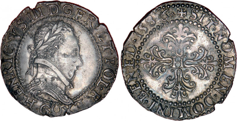 LIGUE au nom d'HENRI III (1589-1596)
1/2 franc
1586 G - SUP 50 (SUP-)
Très Ra...