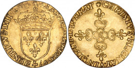 HENRI IV le Grand (1589-1610)
Écu d'or au soleil, 1er type
1597 A - TTB 40 (TTB+)
Rarissime !!! - flan un peu court


D 1201, KM# 11, Fr# 392
P...