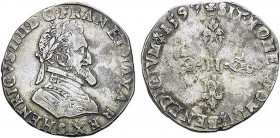 HENRI IV le Grand (1589-1610)
1/2 franc, variété légende commençant en bas
1597 S - TTB 40 (TTB+)
Assez Rare !


D 1212a, KM# 14
TROYES - ARGEN...
