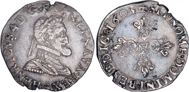 HENRI IV le Grand (1589-1610)
1/2 franc, variété légende commençant en bas
160...