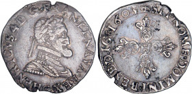 HENRI IV le Grand (1589-1610)
1/2 franc, variété légende commençant en bas
1603 G - TTB 40 (TTB+)
Très Rare !! - léger éclat


D 1212a, KM# 14
...