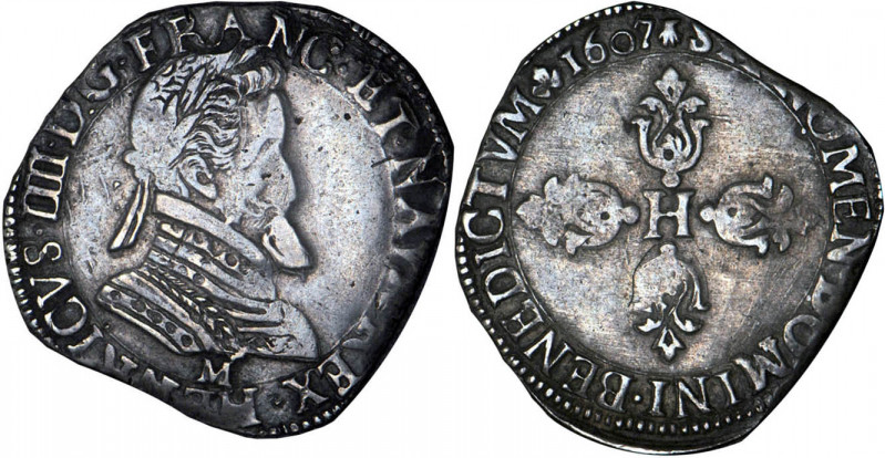 HENRI IV le Grand (1589-1610)
1/2 franc, variété légende commençant en bas
160...