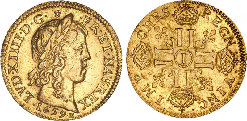 LOUIS XIV le Grand (1643-1715)
Louis d'or à la croix & à la mèche longue
1659 ...