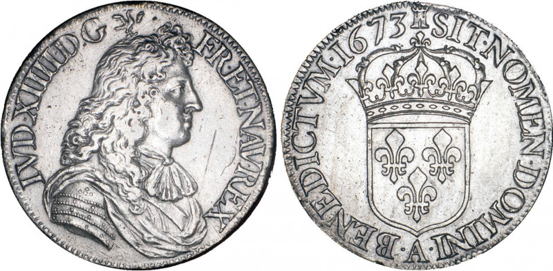 LOUIS XIV le Grand (1643-1715)
Écu blanc à la cravate
1673 A - TTB 45 (TTB++)...