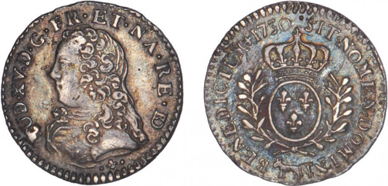 LOUIS XV le Bien aimé (1715-1774)
1/20 d'écu aux branches d'olivier & au buste ...