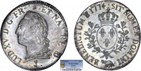 LOUIS XV le Bien aimé (1715-1774)
Écu aux branches d'olivier & à la vieille tête de Pau
1774 PAU - SPL 62 (SUP++)
Très Rare en l'état !! - PCGS MS6...